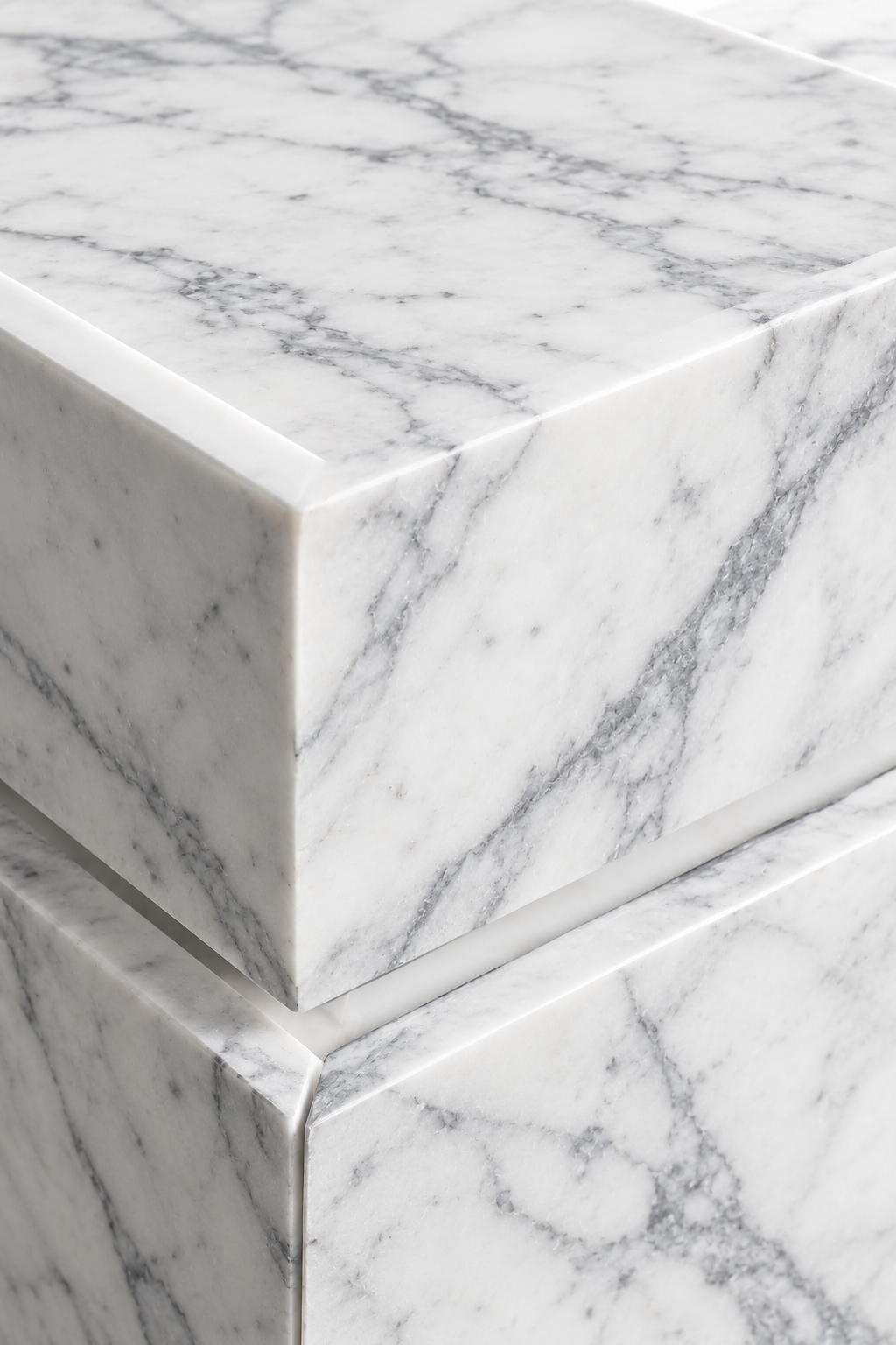 Close detail of veined marble selected for a bespoke interior