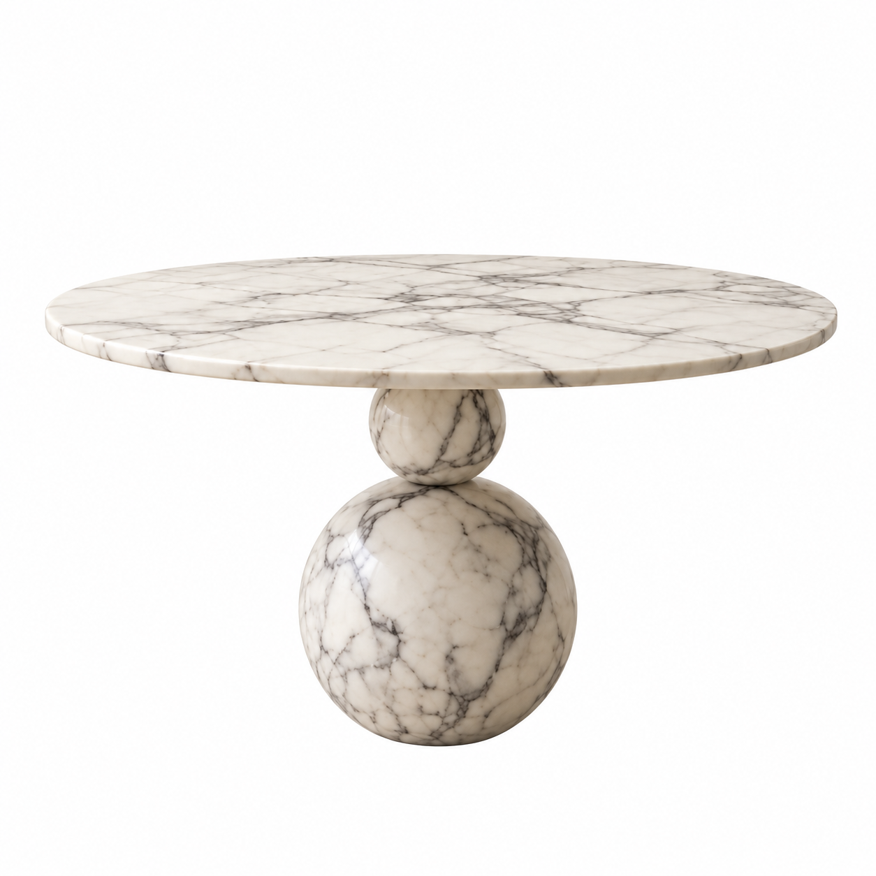 Balanced proportions of a sculptural marble dining table