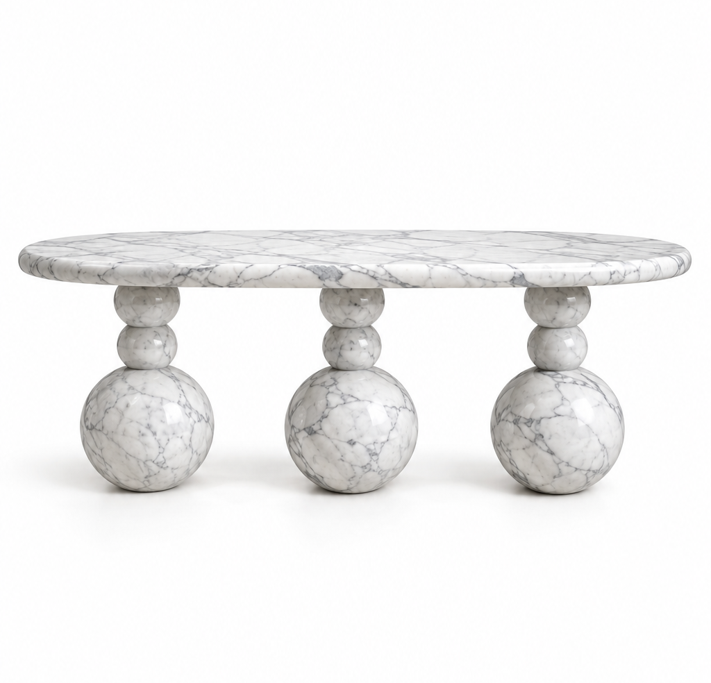 Equilibrio Oval Console — Console in Carrara marble by Studio IB Milano