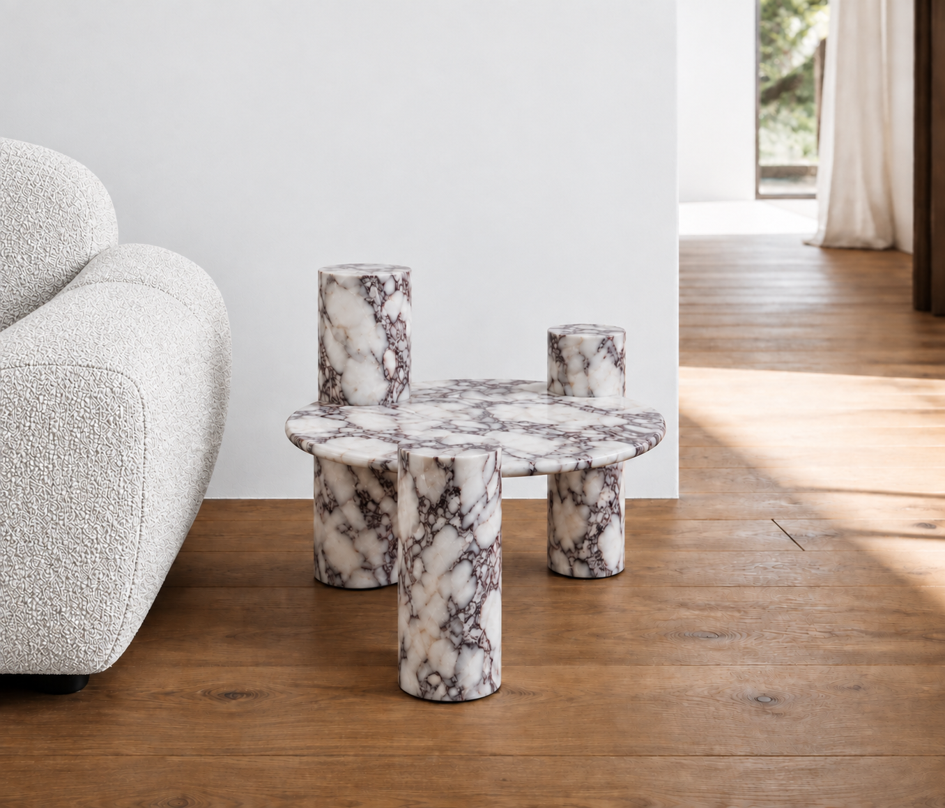 Asimmètrico — Side Table in Calacatta Viola marble, Studio IB Milano