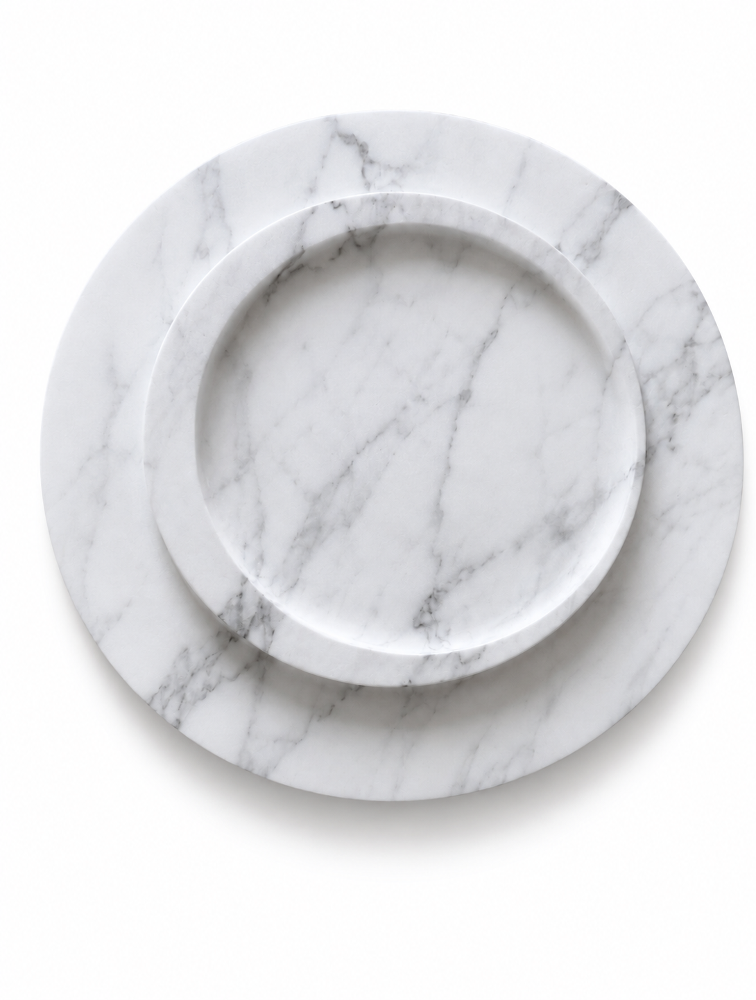 Rotondo center piece in Carrara marble, handcrafted by Studio IB Milano