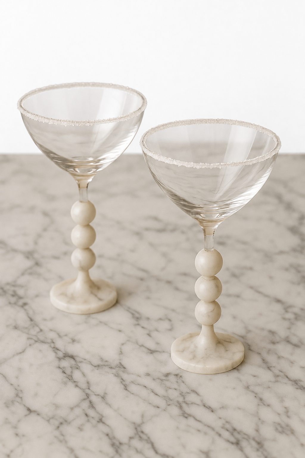Equilibrio — Glasses in Glass and Calacatta marble by Studio IB Milano